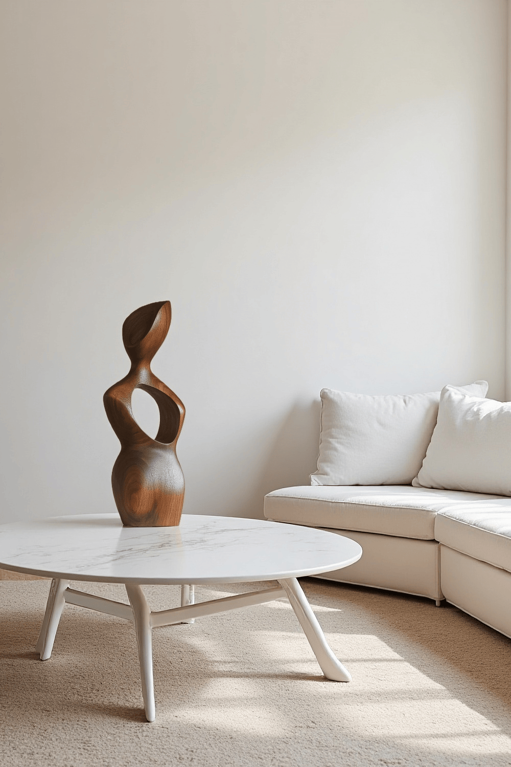 Abstract Wooden Figurine – Handcrafted Modern Wood Sculpture Decor Art