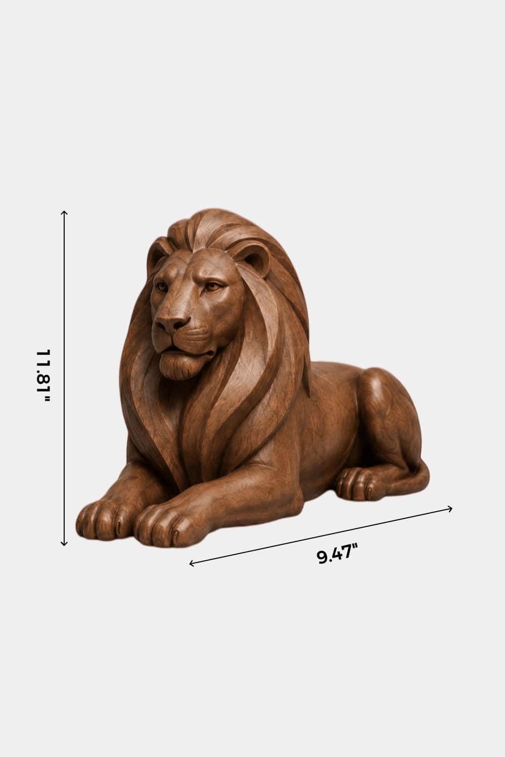 Artisanal Handcarved Wooden Lion | Majestic Lying Sculpture