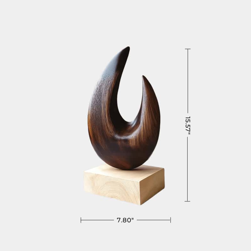 Abstract Wooden Sculpture Minimalist Decor Hand Carved Wood Statue