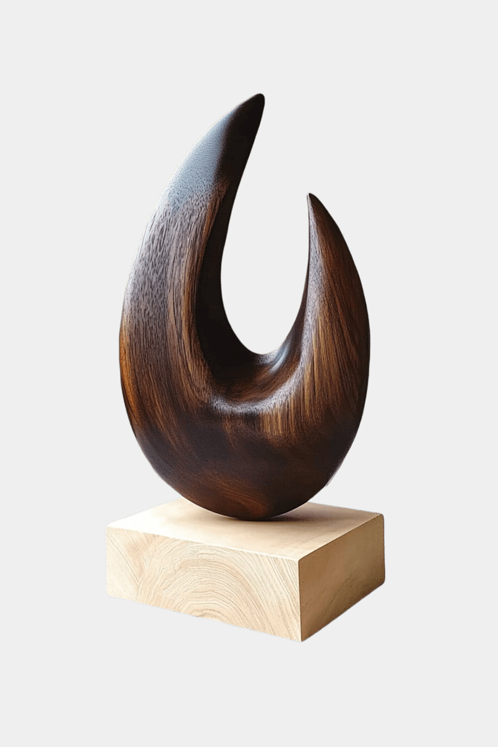 Abstract Wooden Sculpture Minimalist Decor Hand Carved Wood Statue