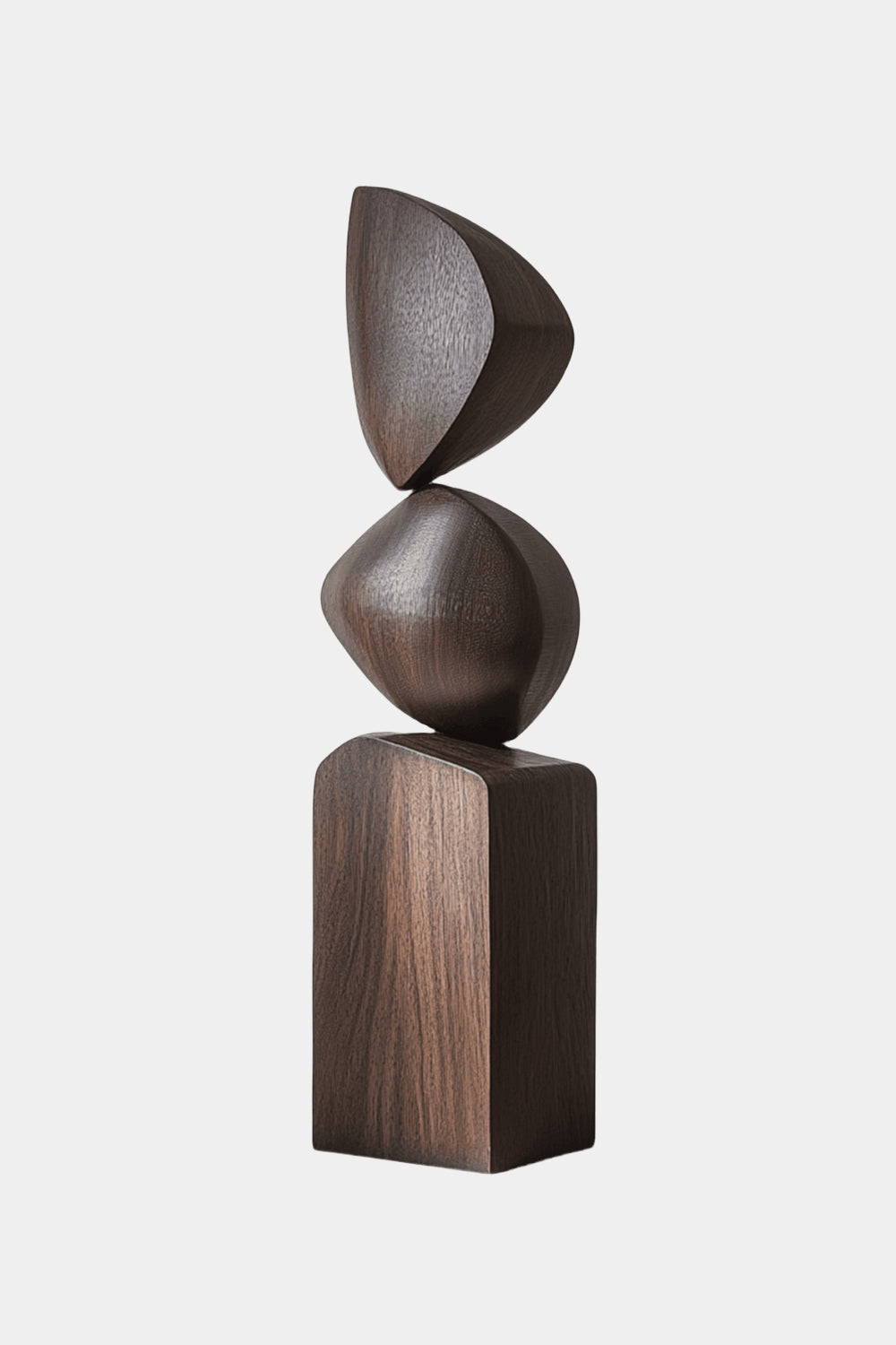 Black Geometric Fine Art Wood Sculpture Lagre Floor Standing Modern Wood Carving