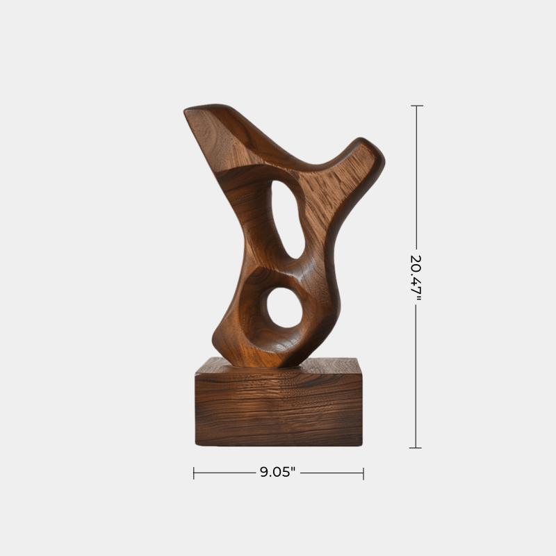 Hand Wood Carving Abstract Wooden Sculpture Geometric Wood Art Deco