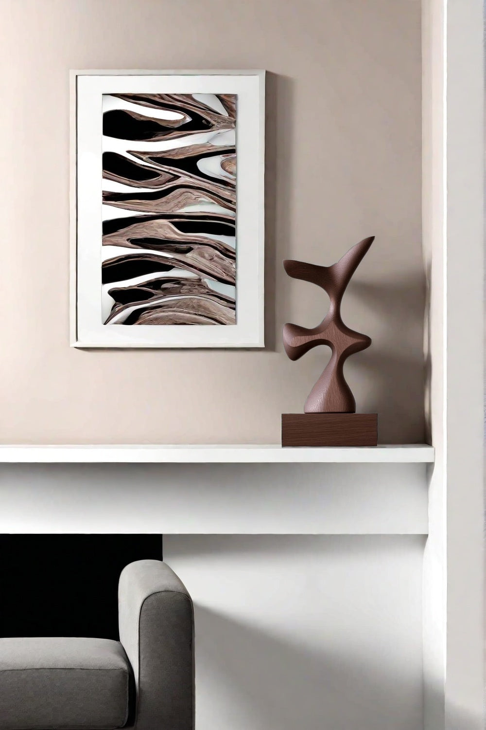 Hand Wood Carving Abstract Wooden Sculpture Geometric Wood Art Deco