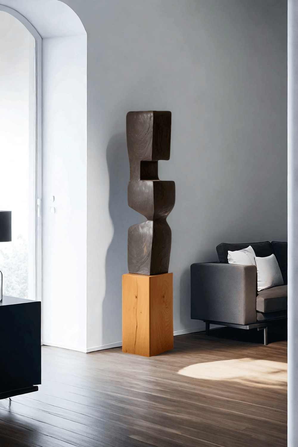 Large Geometric Abstract Wood Sculpture For Sale Large Wooden Statues Wooden Sculpture