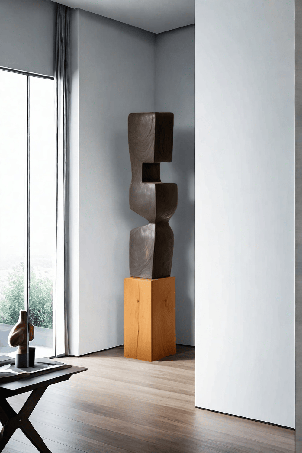 Large Geometric Abstract Wood Sculpture For Sale Large Wooden Statues Wooden Sculpture