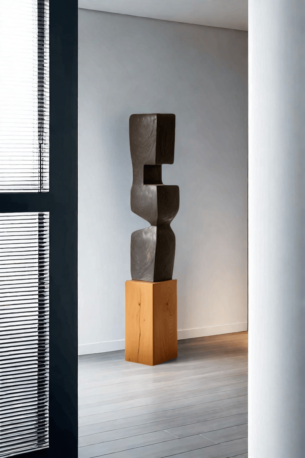 Large Geometric Abstract Wood Sculpture For Sale Large Wooden Statues Wooden Sculpture
