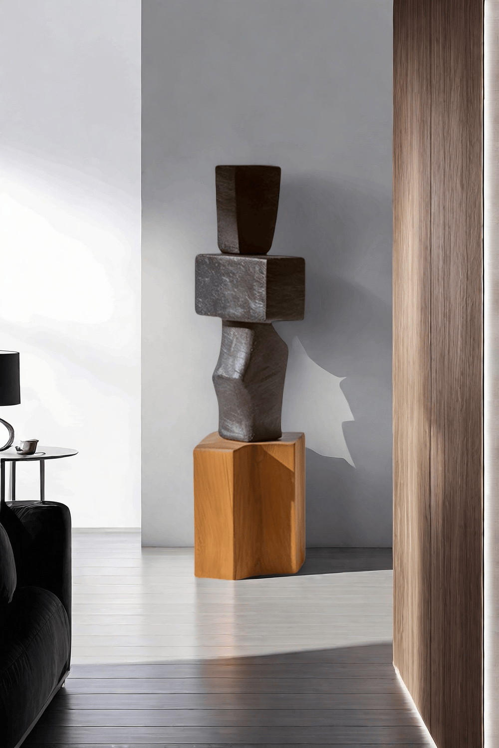 Large Geometric Abstract Wood Sculpture For Sale Large Wooden Statues Wooden Sculpture