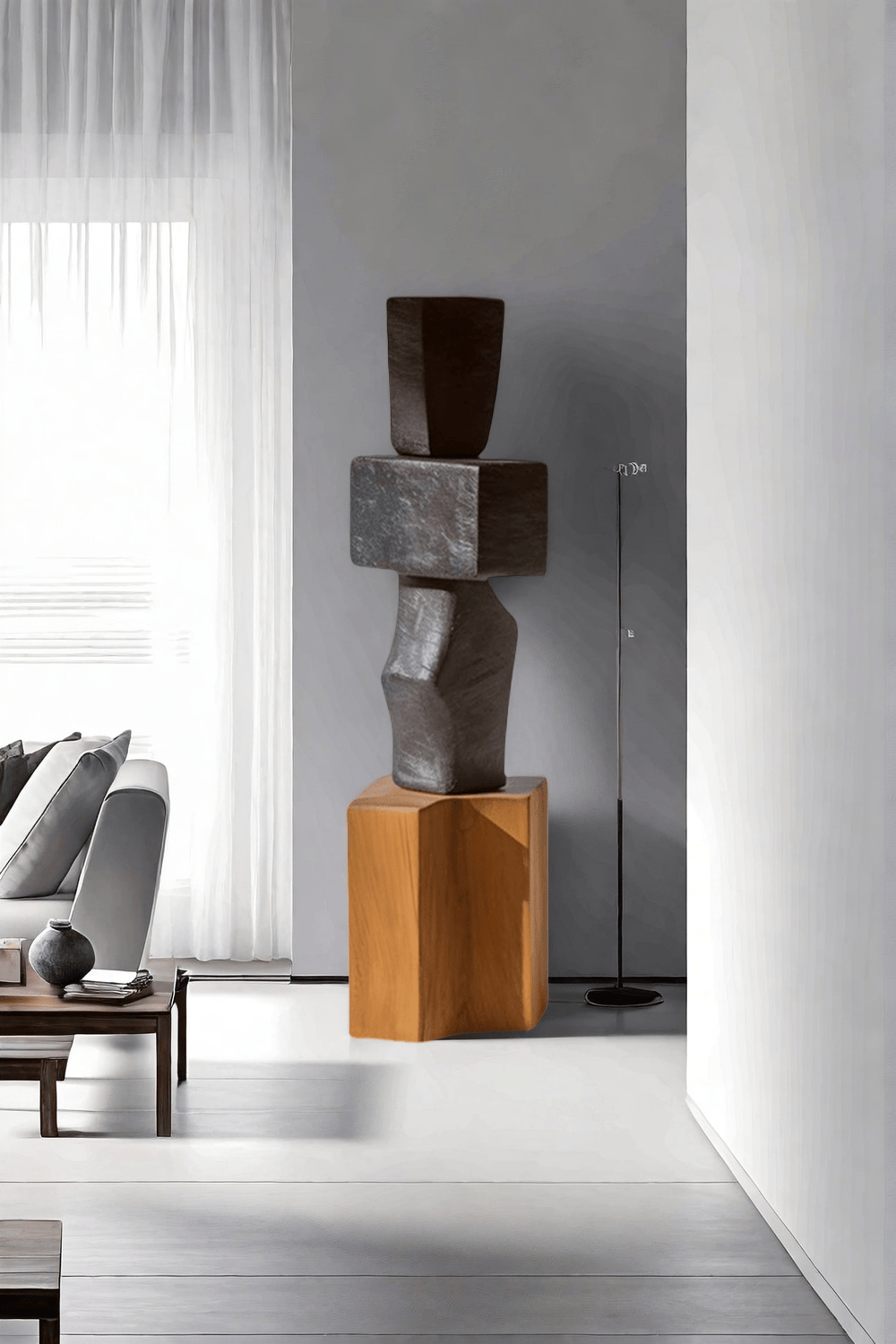 Large Geometric Abstract Wood Sculpture For Sale Large Wooden Statues Wooden Sculpture
