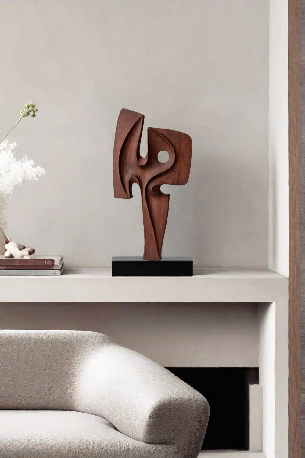 Handcrafted Abstract Minimal Design Wood Sculpture Wooden Decorative Art