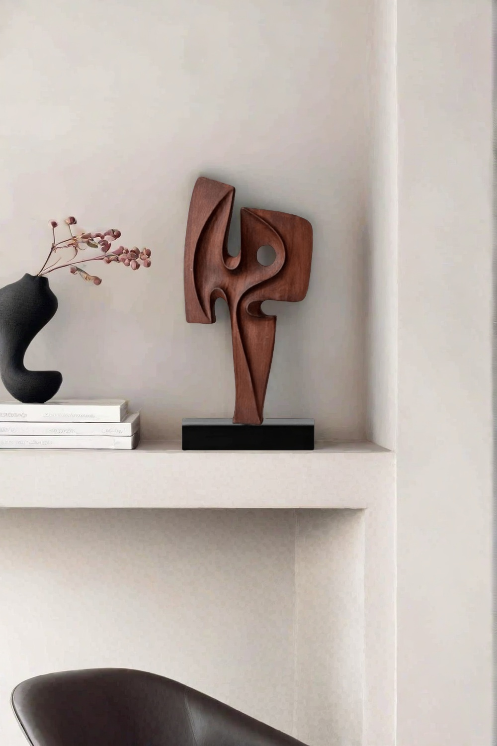 Handcrafted Abstract Minimal Design Wood Sculpture Wooden Decorative Art