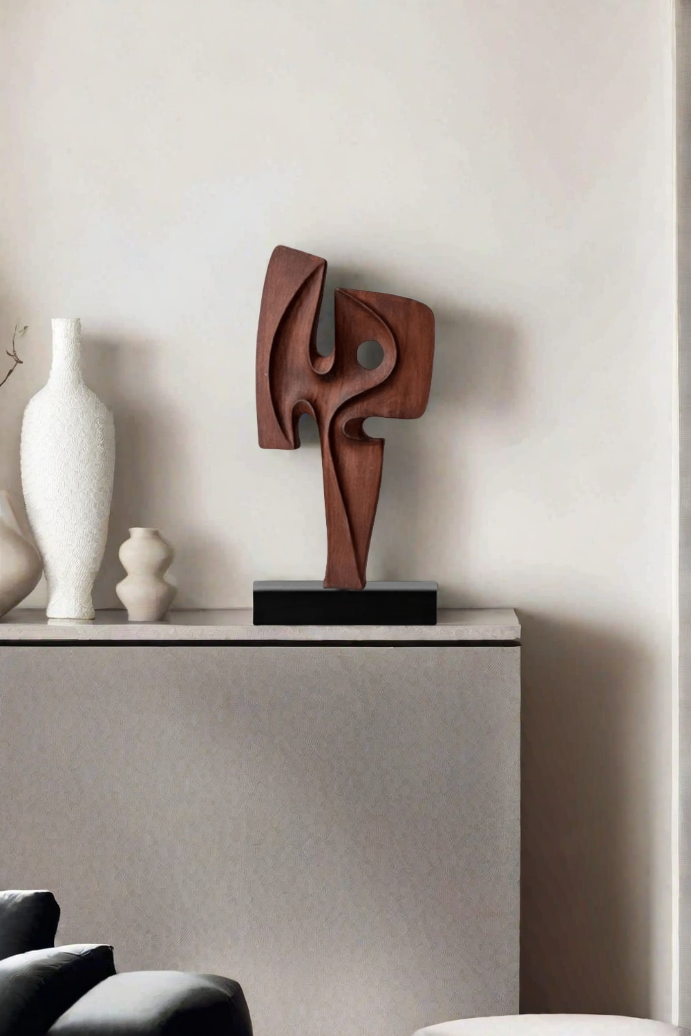 Handcrafted Abstract Minimal Design Wood Sculpture Wooden Decorative Art