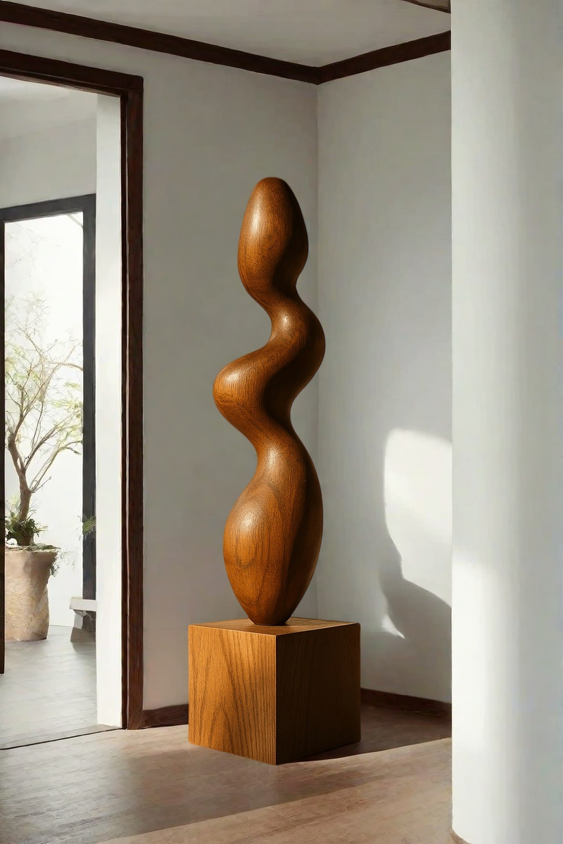 Hand Carved Lagre Wood Sculptures Floor Abstract Wooden Sculpture Art