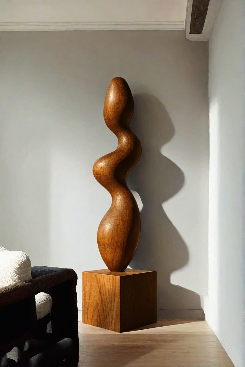 Hand Carved Lagre Wood Sculptures Floor Abstract Wooden Sculpture Art