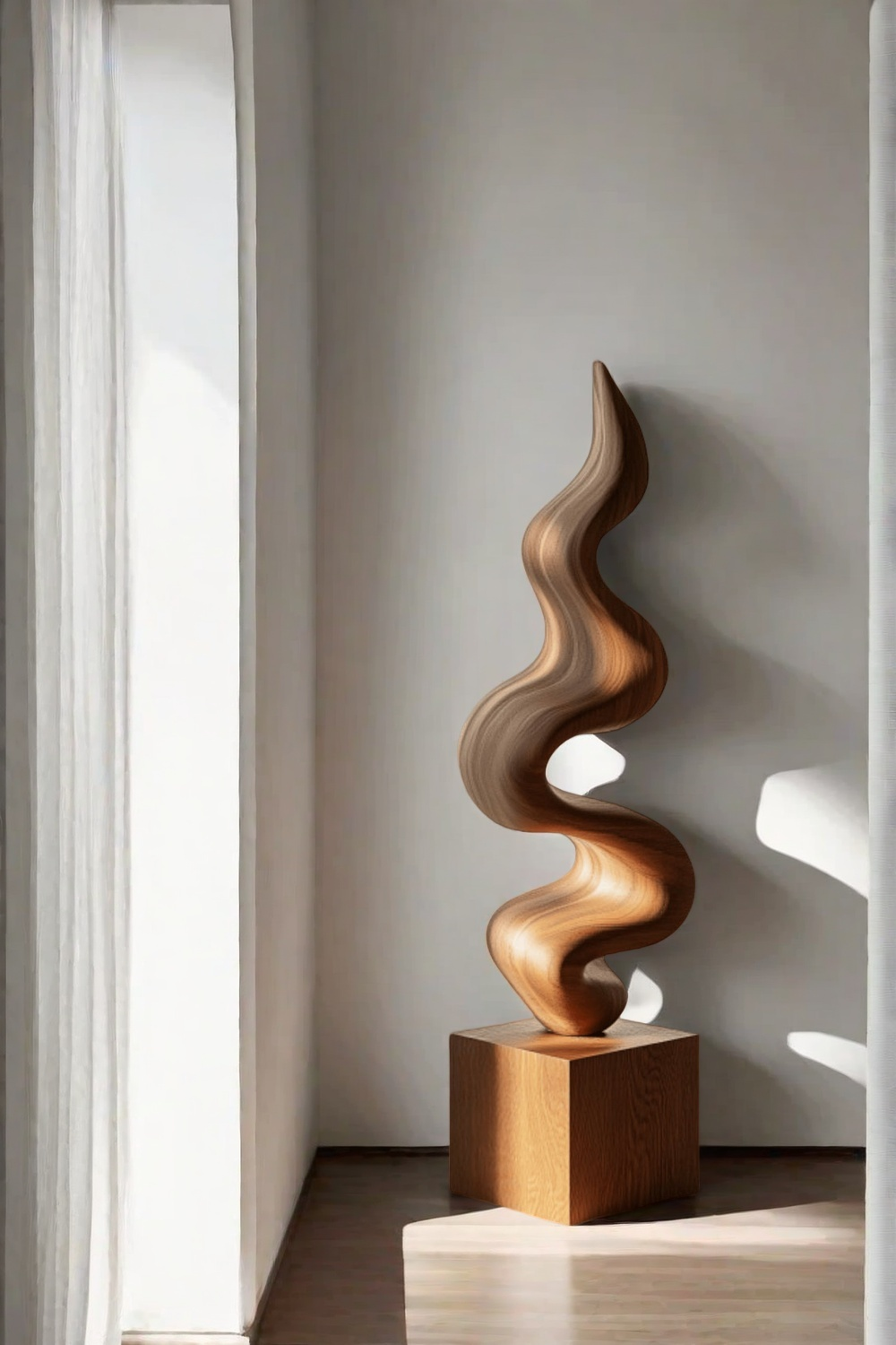 Hand Carved Large Wood Sculptures Floor Abstract Wooden Sculpture Art