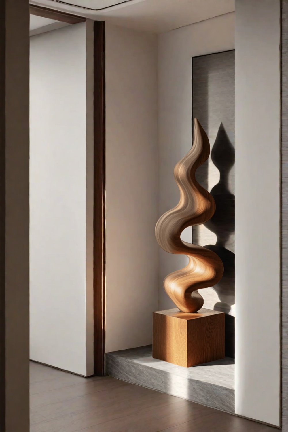Hand Carved Large Wood Sculptures Floor Abstract Wooden Sculpture Art