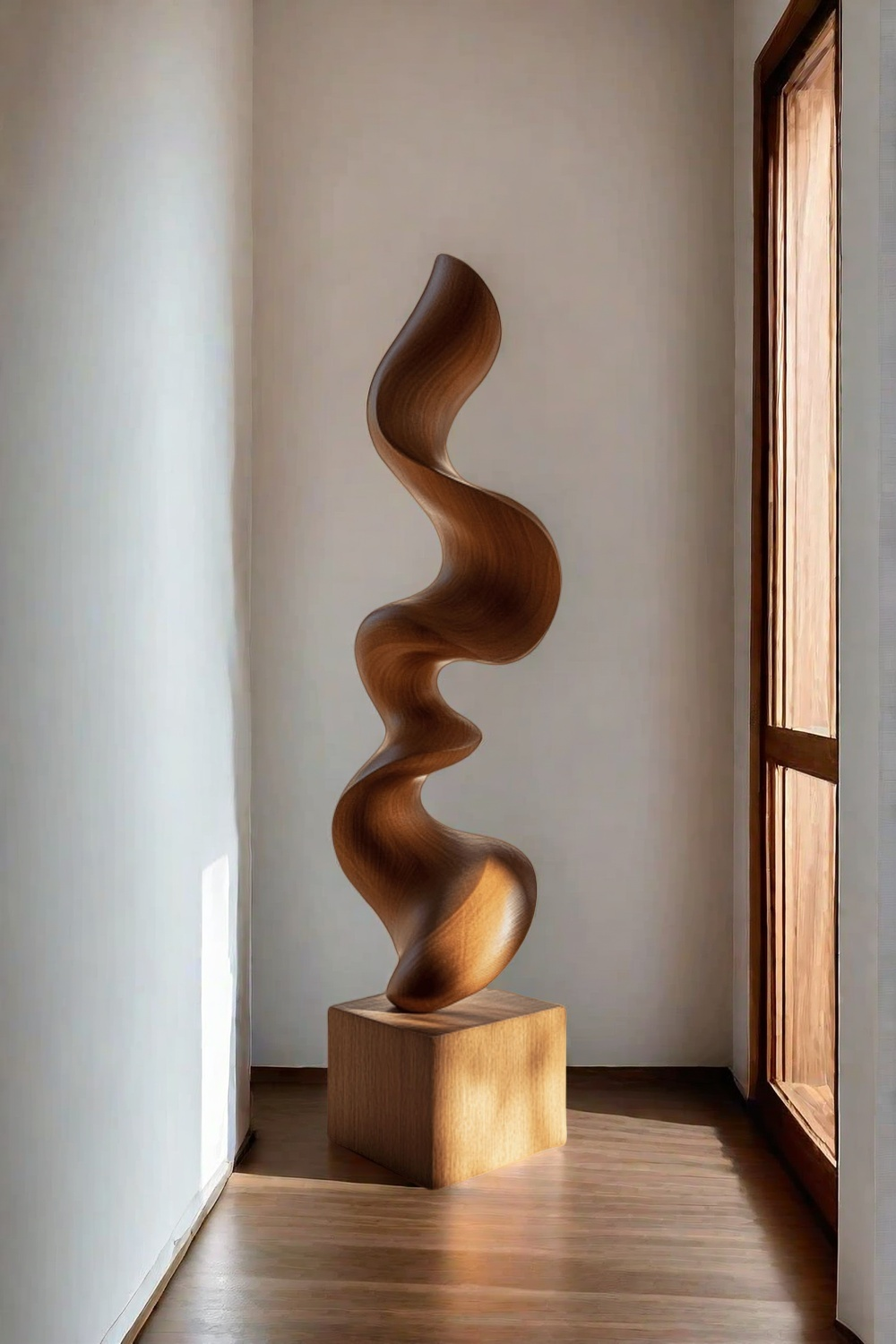 Hand Carved Large Wood Sculptures Floor Abstract Wooden Sculpture Art
