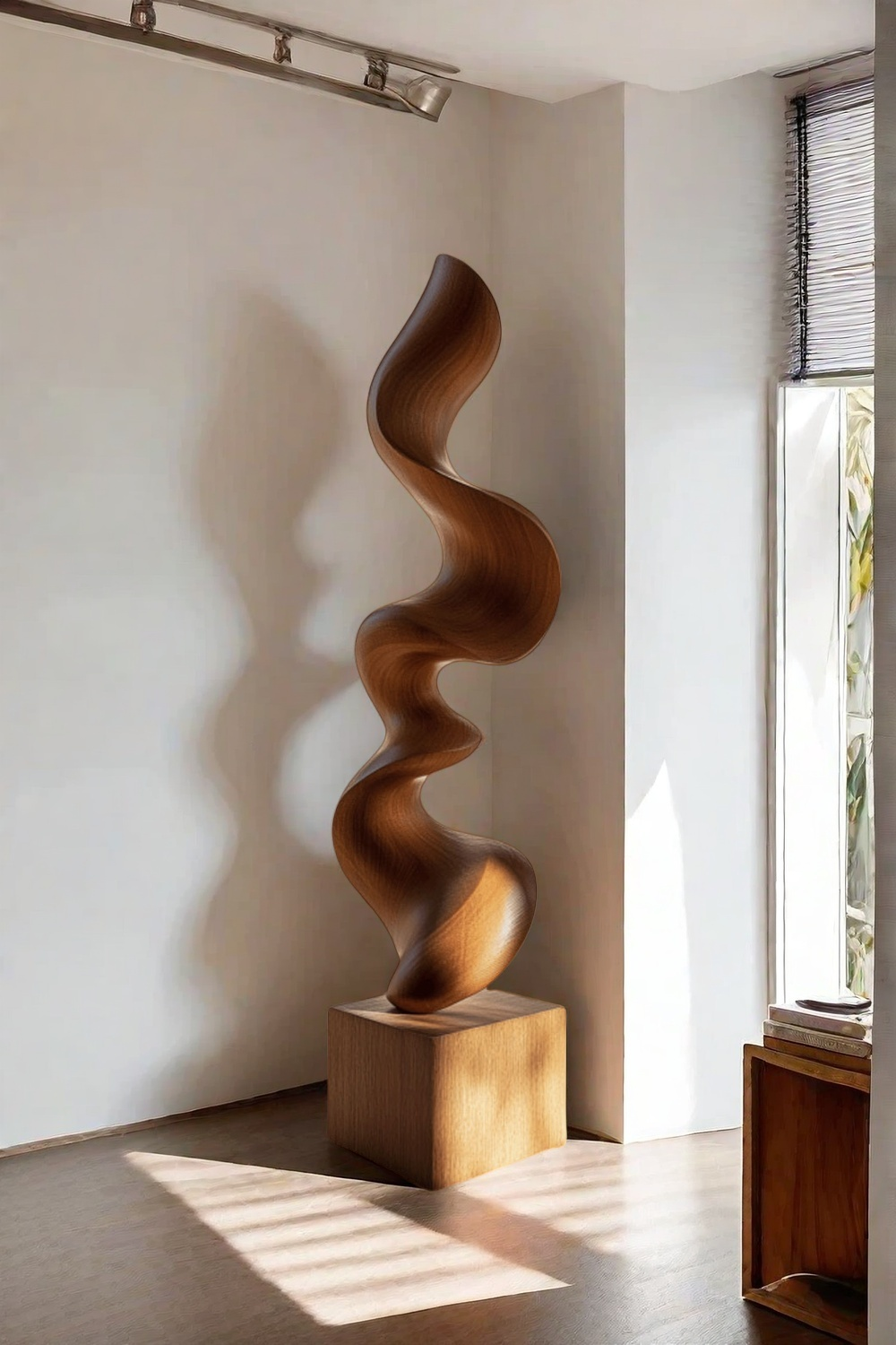 Hand Carved Large Wood Sculptures Floor Abstract Wooden Sculpture Art
