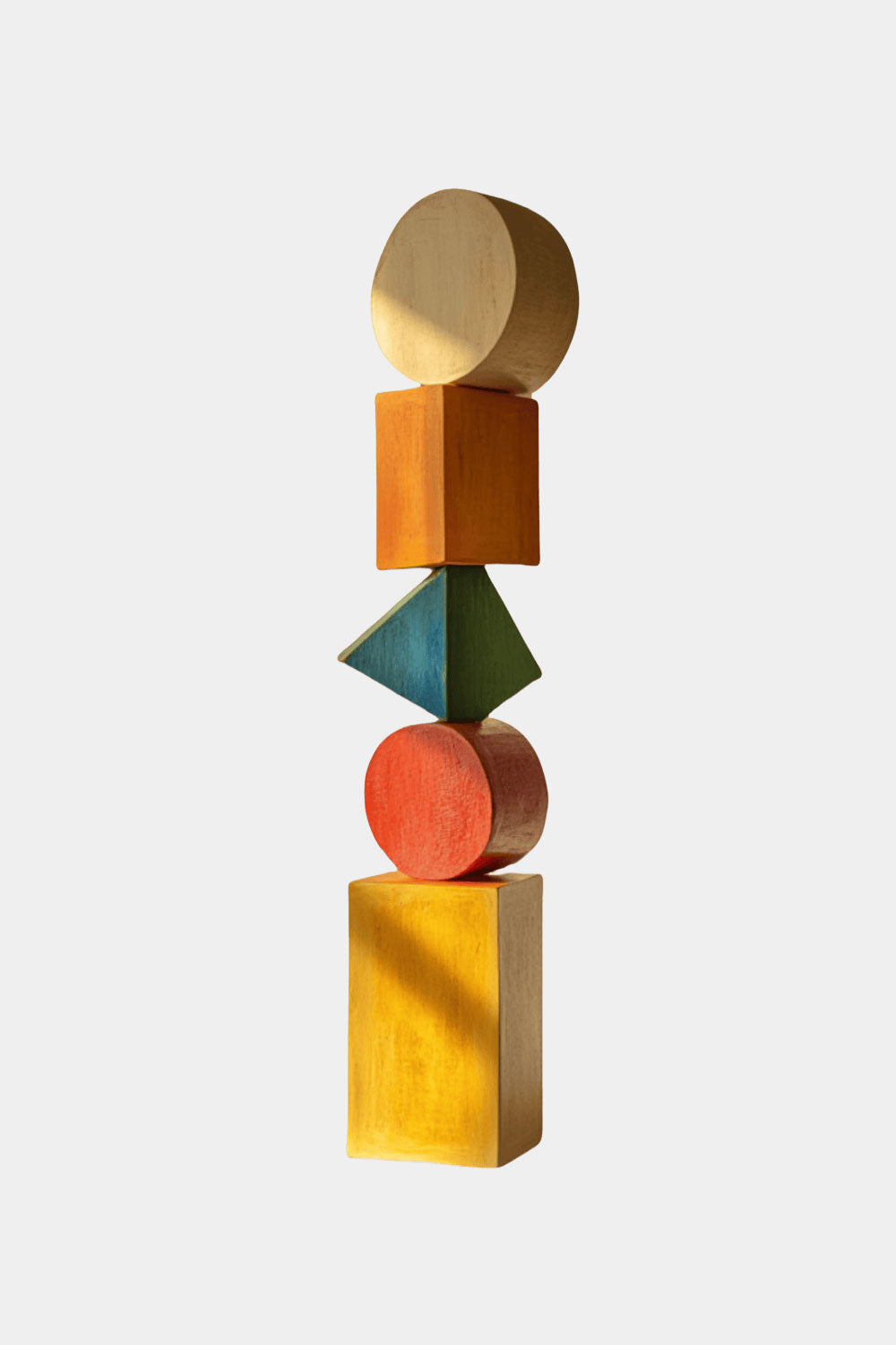 Polychrome Wood Sculpture Hand Carved Large Abstract Wooden Sculpture