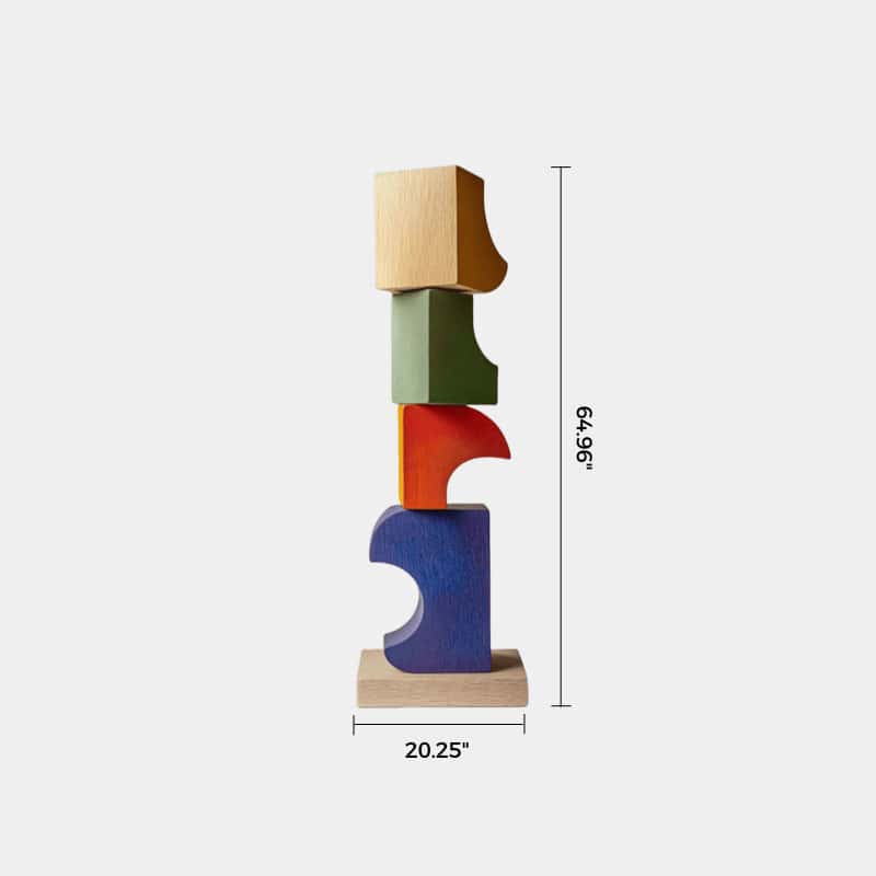 Lagre Handmade Wood Carving Sculpture Colorful Wooden Floor Sculpture
