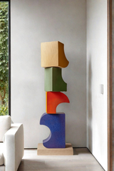 Lagre Handmade Wood Carving Sculpture Colorful Wooden Floor Sculpture