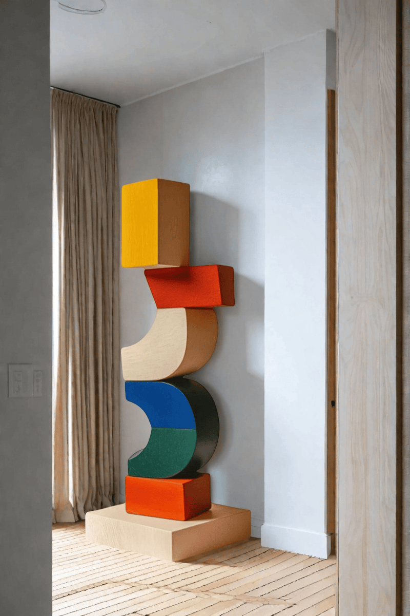 Lagre Handmade Wood Carving Sculpture Colorful Wooden Floor Sculpture