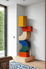 Lagre Handmade Wood Carving Sculpture Colorful Wooden Floor Sculpture