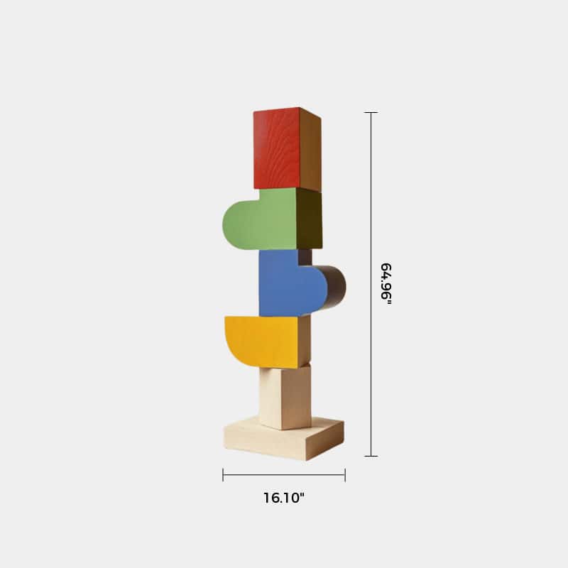 Lagre Handmade Wood Carving Sculpture Colorful Wooden Floor Sculpture