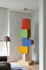 Lagre Handmade Wood Carving Sculpture Colorful Wooden Floor Sculpture
