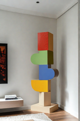 Lagre Handmade Wood Carving Sculpture Colorful Wooden Floor Sculpture