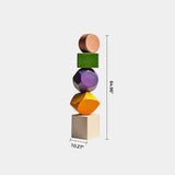 Large Colorful Minimalist Wood Sculpture Art Abstract Wooden Carving