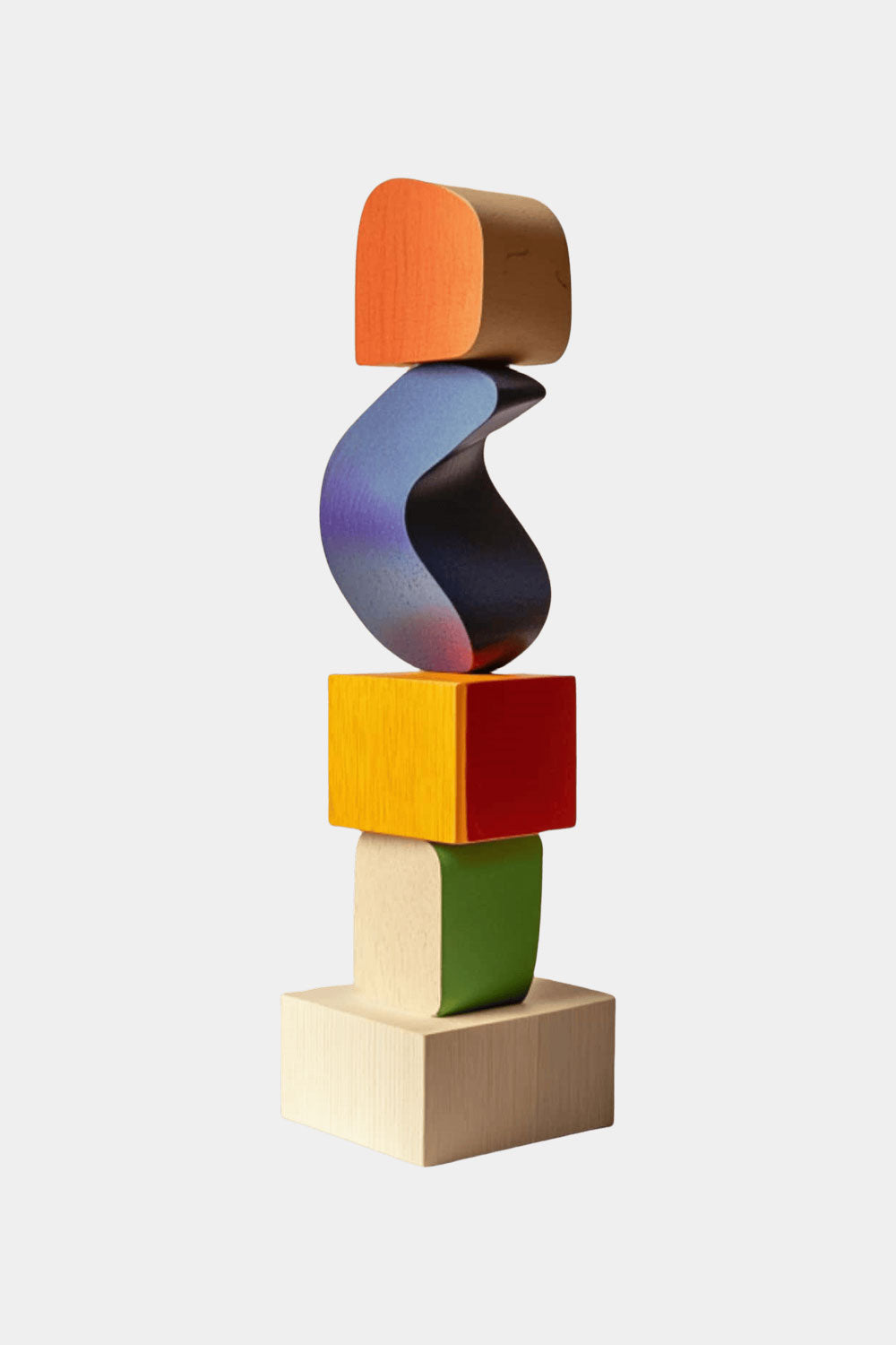 Large Colorful Minimalist Wood Sculpture Art Abstract Wooden Carving