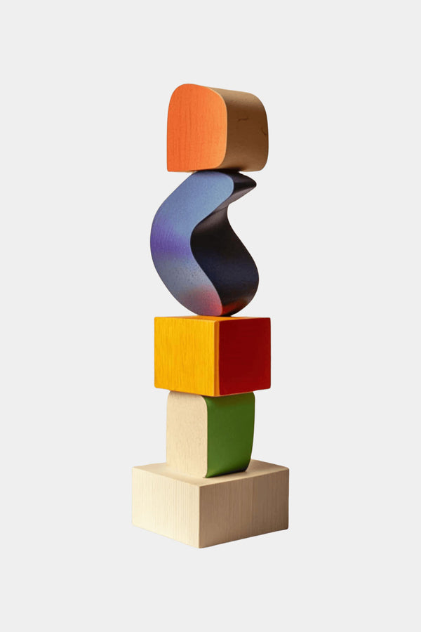 Large Colorful Minimalist Wood Sculpture Art Abstract Wooden Carving