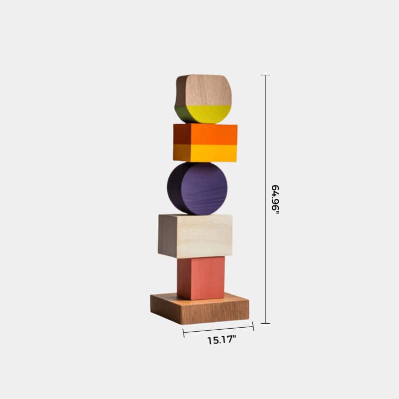 Large Colorful Minimalist Wood Sculpture Art Abstract Wooden Carving