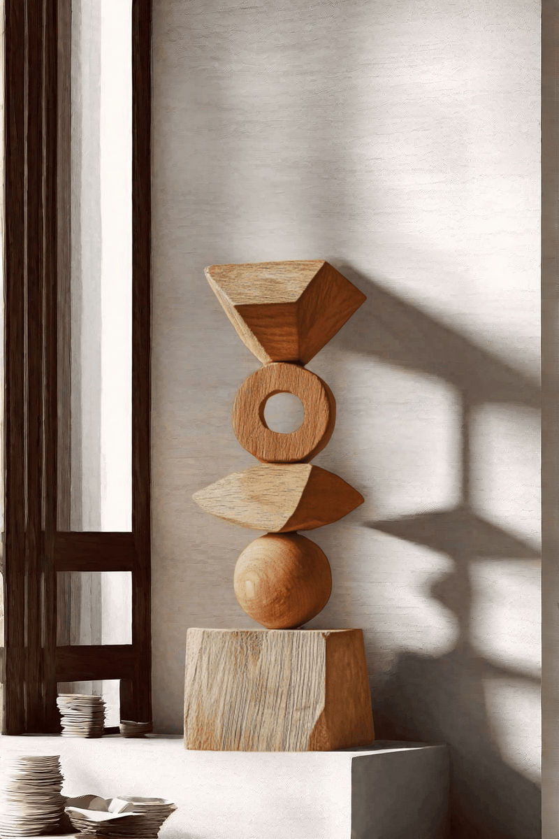 Abstract Modern Wood Sculpture Tall Wooden Sculpture Hand Carved Wood Carving