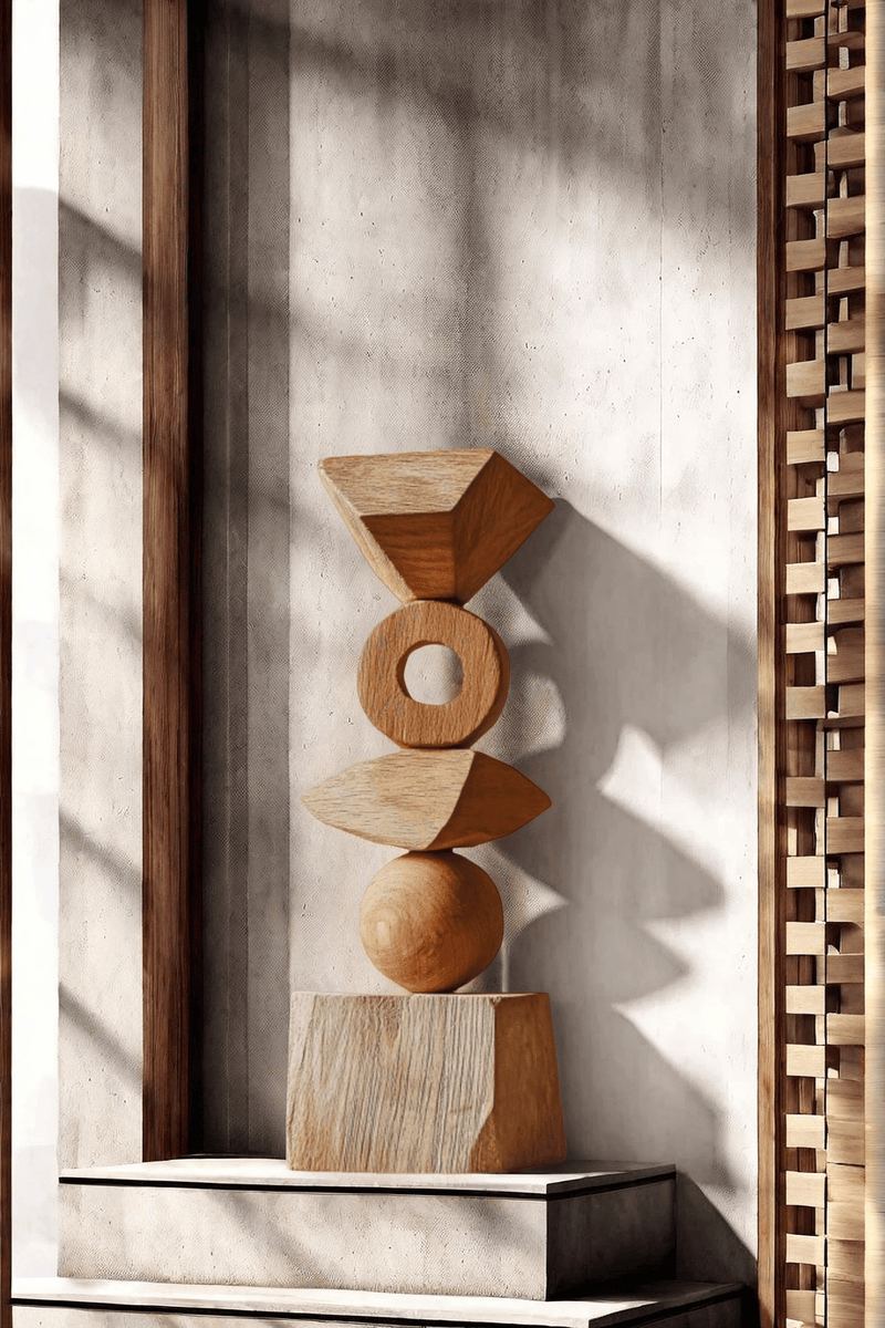 Abstract Modern Wood Sculpture Tall Wooden Sculpture Hand Carved Wood Carving