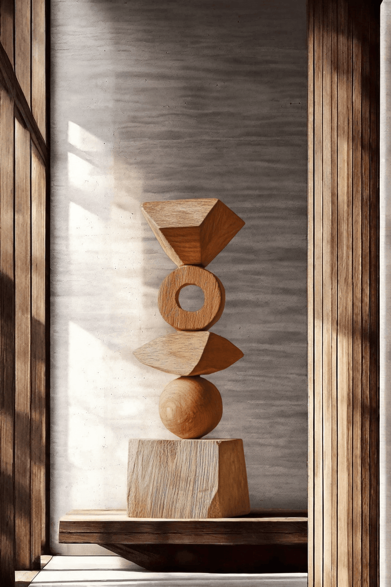 Abstract Modern Wood Sculpture Tall Wooden Sculpture Hand Carved Wood Carving