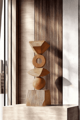 Abstract Modern Wood Sculpture Tall Wooden Sculpture Hand Carved Wood Carving