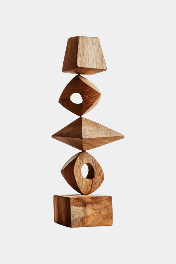 Abstract Modern Wood Sculpture Tall Wooden Sculpture Hand Carved Wood Carving
