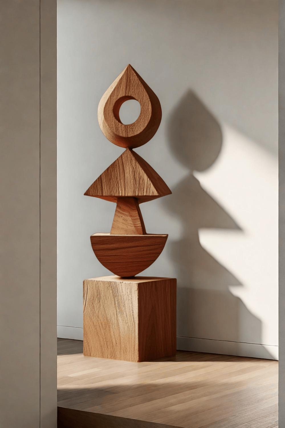 Abstract Modern Wood Sculpture Tall Wooden Sculpture Hand Carved Wood Carving