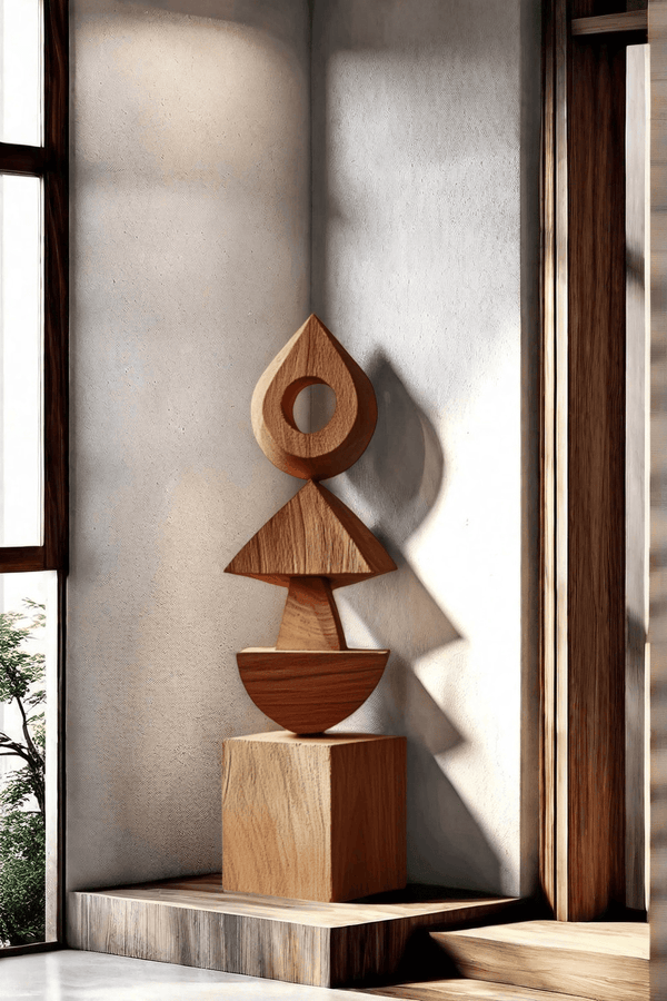 Abstract Modern Wood Sculpture Tall Wooden Sculpture Hand Carved Wood Carving