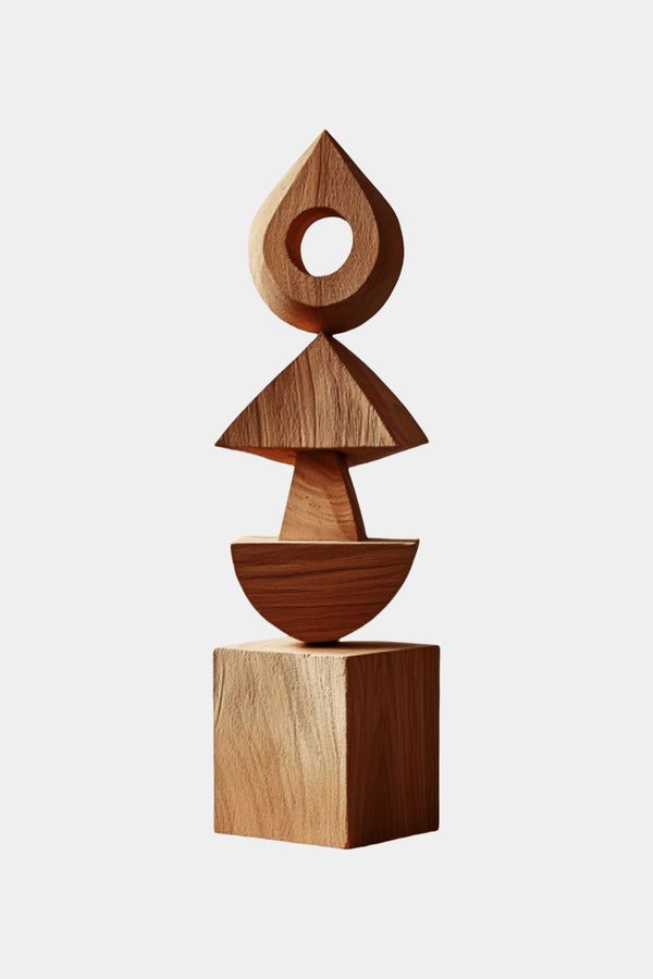 Abstract Modern Wood Sculpture Tall Wooden Sculpture Hand Carved Wood Carving