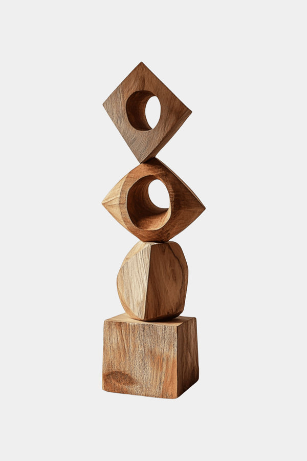 Abstract Modern Wood Sculpture Tall Wooden Sculpture Hand Carved Wood Carving