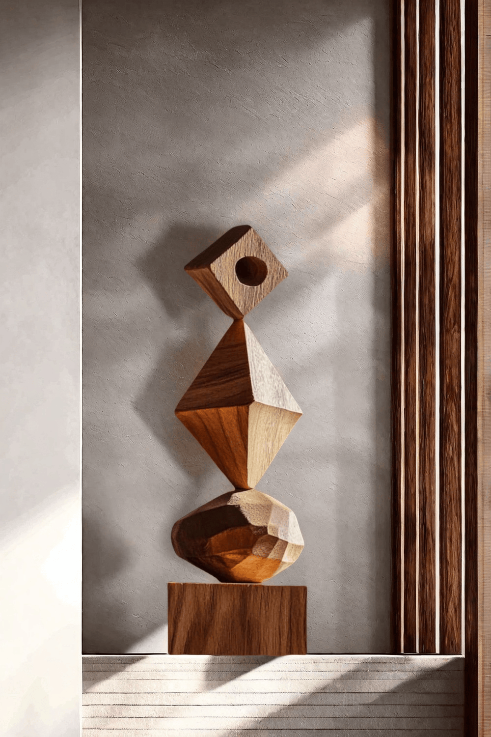 Abstract Modern Wood Sculpture Tall Wooden Sculpture Hand Carved Wood Carving