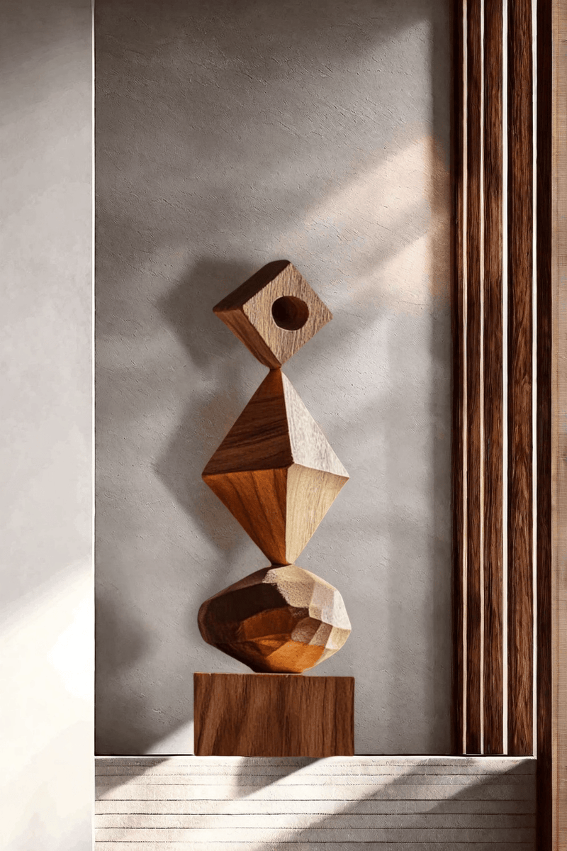 Abstract Modern Wood Sculpture Tall Wooden Sculpture Hand Carved Wood Carving