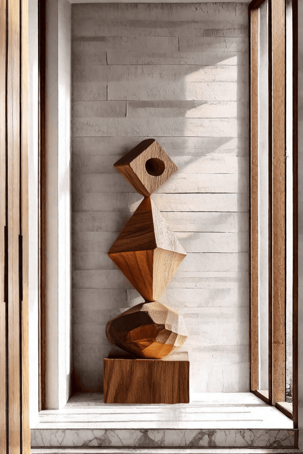 Abstract Modern Wood Sculpture Tall Wooden Sculpture Hand Carved Wood Carving