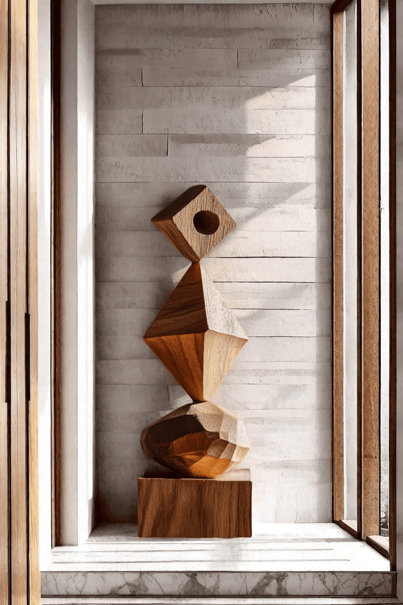 Abstract Modern Wood Sculpture Tall Wooden Sculpture Hand Carved Wood Carving