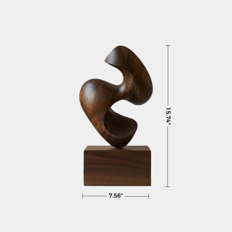 Abstract Wooden Sculpture Modern Hand Carved Minimalist Statue Art Decor