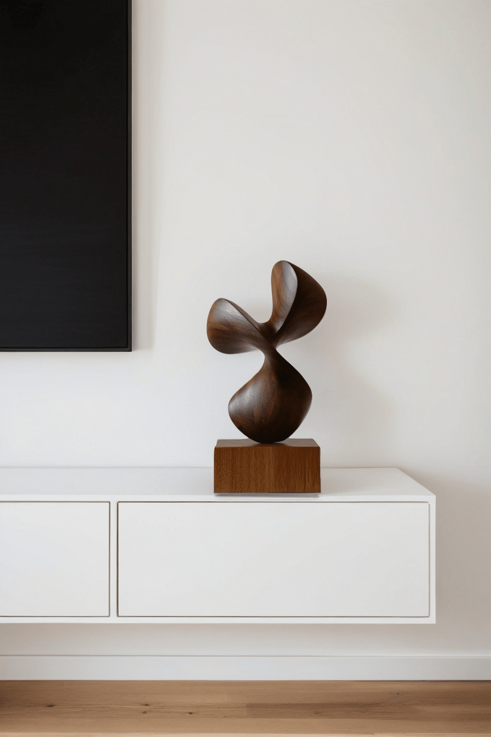 Abstract Wooden Sculpture Modern Hand Carved Minimalist Statue Art Decor
