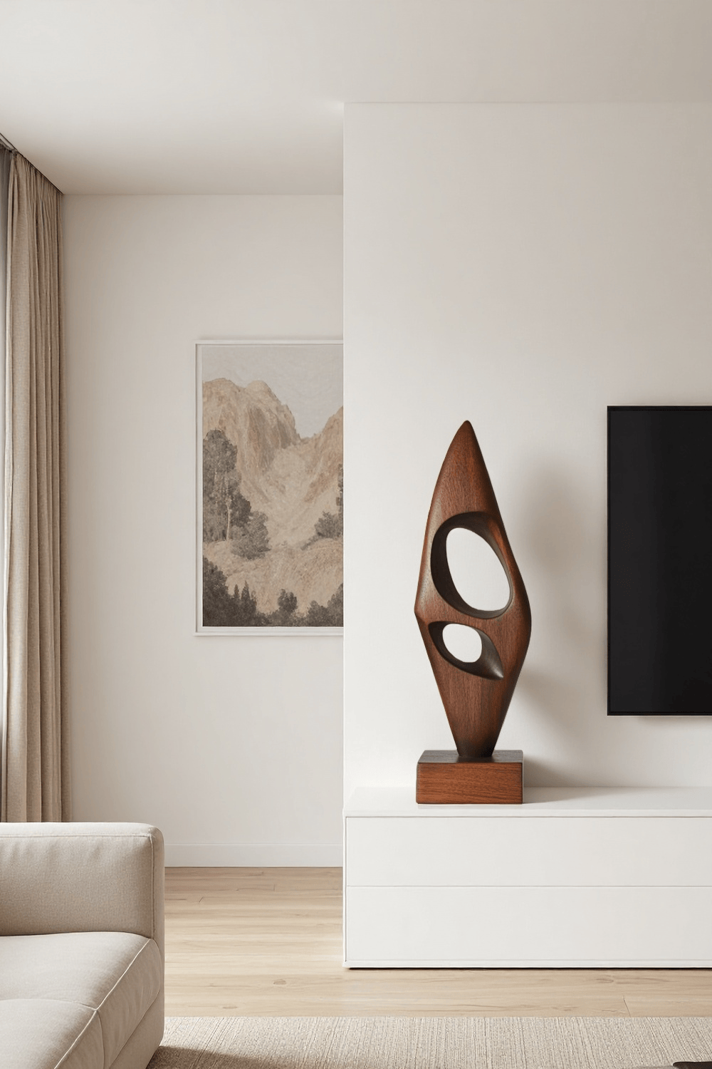 Modern Abstract Wood Sculpture Hand Carved Wooden Art Statue for Home Decor