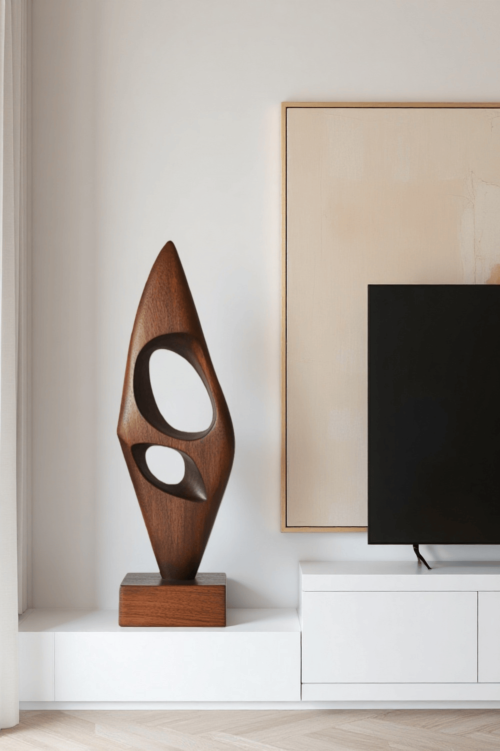 Modern Abstract Wood Sculpture Hand Carved Wooden Art Statue for Home Decor